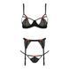 Комплект белья PERDITA SET black XXL/XXXL - Passion Exclusive: стрэпы: лиф, стринги и пояс для чулок