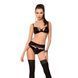 Комплект білизни Passion Exclusive TONYA SET L/XL, black, трусики, ліф, пояс для панчох