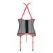 Корсет з пажами Passion SATARA CORSET S/M red, стрінги, мереживо, застібки спереду та ззаду