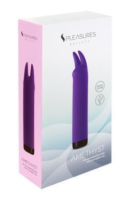 Вибратор S Pleasures Bullets Amethyst, фиолетовый, с двумя отростками, 10 режимов, диаметр 2,8 см