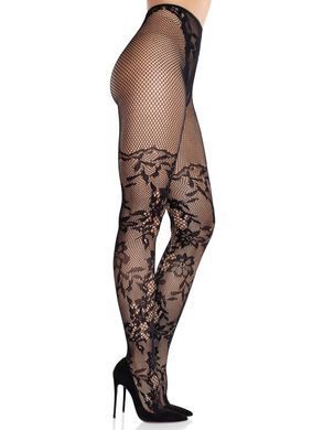 Колготки Leg Avenue Dahlia Lace Tights with Net Thigh Detail One Size