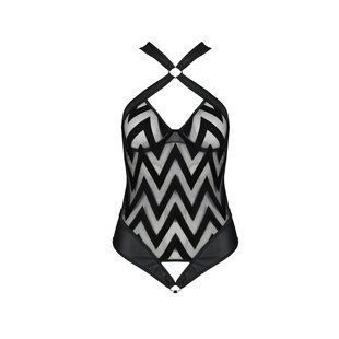 Сітчастий боді з халтером та ритмічним малюнком Passion Hima Body L/XL, black