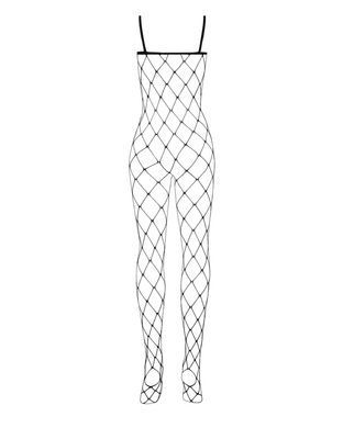 Бодистокинг с крупной ячейкой и открытой грудью Obsessive Bodystocking N102 S/M/L, черный