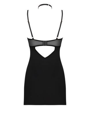(SALE) Сорочка Obsessive Selinne chemise & thong XS/S Black, стринги, двойные бретели