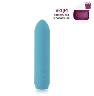 Минивибратор Je Joue - Classic Bullet Vibrator Teal с глубокой вибрацией и фиксацией на палец + подарок косметичка