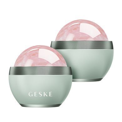 Кульковий масажер з рожевим кварцом GESKE SmartAppGuided Rose Quartz Depuffing Sphere 7in1 green