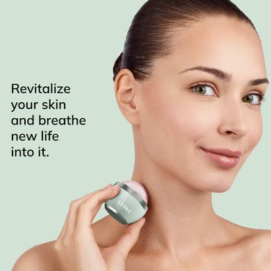 Кульковий масажер з рожевим кварцом GESKE SmartAppGuided Rose Quartz Depuffing Sphere 7in1 green