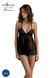 Пеньюар Passion KERRIA CHEMISE black, XXL/XXXL, кружевной верх, трусики в комплекте