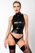 Топ Noir Handmade F324 Glam, L, black, халтер, на молнии, виниловые вставки, воротник-стойка