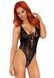 Кружевное боди Leg Avenue Floral lace thong teddy Black, шнуровка на груди, one size