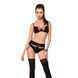 Комплект білизни Passion Exclusive TONYA SET S/M, black, трусики, ліф, пояс для панчох