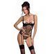 Корсет з підв'язками, стрінги Passion LOVELIA CORSET L/XL, black