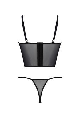 Комплект Passion KERRIA SET black, L/XL, сетка+кружево, бюстье и стринги