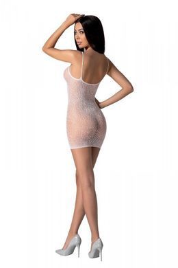 Ажурное мини-платье на тонких бретелях Passion BS096 One Size, white, плетение на груди