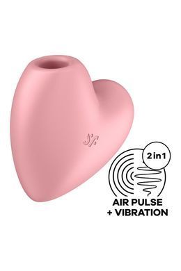 Вакуумный стимулятор-сердечко с вибрацией Satisfyer Cutie Heart Light Red
