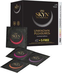 Безлатексные премиум-презервативы SKYN Unknown Pleasures 42+5 шт FREE, 6 разных видов