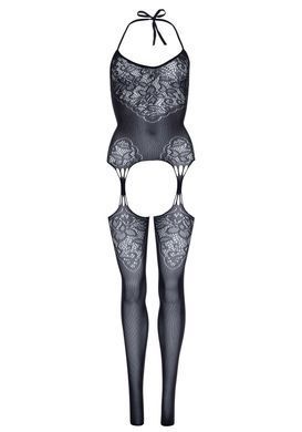 Эротический бодистокинг Leg Avenue Jacquard net Black, имитация чулок, открытый доступ, one size