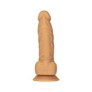 Фалоімітатор ADDICTION Dual Density Silicone Dildo Caramel 8&Prime;, присоска, діаметр 4,3 см, віброкуля в