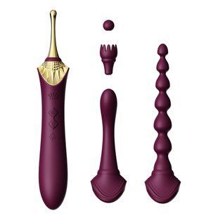 Мультифункциональный вибратор Zalo &mdash; Bess 2 Velvet Purple, 4 насадки, подогрев
