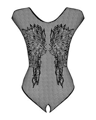 (SALE) Бодистокинг из крупной сетки с кружевом Obsessive B112 teddy XL/XXL, черный, с доступом
