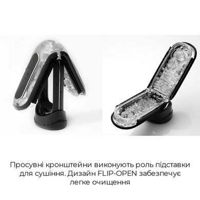 Мастурбатор Tenga Flip Zero Black, изменяемая интенсивность стимуляции, раскладной