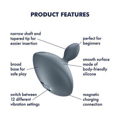 Анальная вибропробка Satisfyer Booty Absolute Beginners 4, для начинающих, вводимая часть 3 см