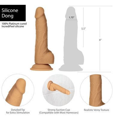Фаллоимитатор ADDICTION Dual Density Silicone Dildo Caramel 8&Prime;, присоска, диаметр 4,3 см, вибропуля
