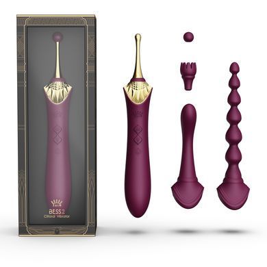 Мультифункциональный вибратор Zalo &mdash; Bess 2 Velvet Purple, 4 насадки, подогрев