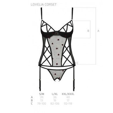 Корсет с подвязками, стринги Passion LOVELIA CORSET S/M, black