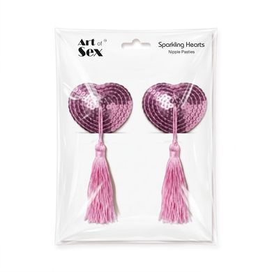 Пестис-сердечки с кисточками Art of Sex - Sparkling Hearts, розовый