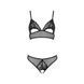 Комплект із бралету з ажурним ліфом та відкритими трусиками Passion CHRISTA SET Open Bra S/M black