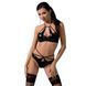 Комплект белья Passion Exclusive NAVEL SET S/M, black, трусики и лиф с элементами под латекс