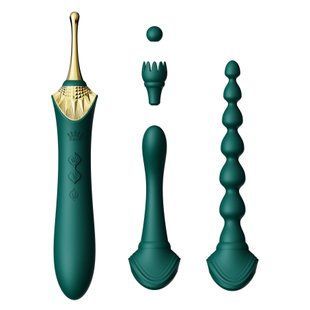 Мультифункциональный вибратор Zalo &mdash; Bess 2 Turquoise Green, 4 насадки, подогрев