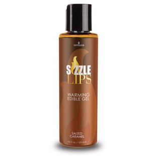 Зігрівальний масажний гель Sensuva Sizzle Lips Salted Caramel (125 мл), без цукру, їстівний