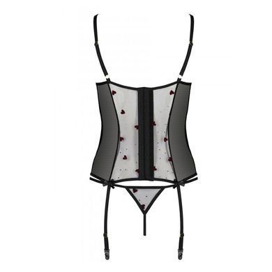 Корсет с подвязками, стринги Passion LOVELIA CORSET XXL/XXXL, black