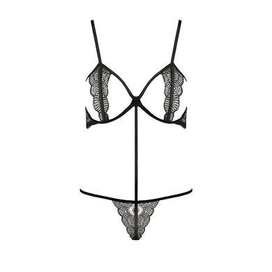 Комплект белья Passion Exclusive QUENTRIS BIKINI XXL/XXXL, black, стринги и полуоткрытый лиф