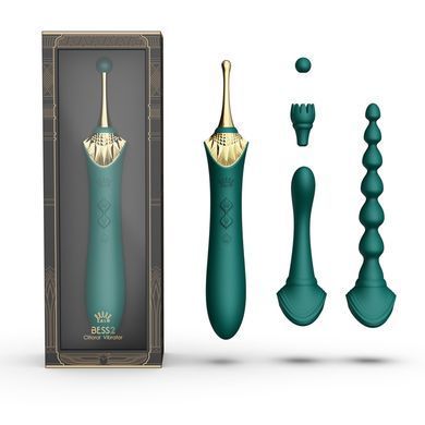 Мультифункциональный вибратор Zalo &mdash; Bess 2 Turquoise Green, 4 насадки, подогрев