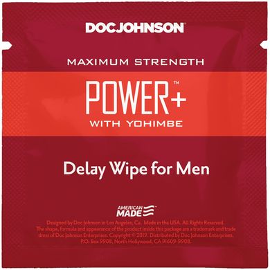 Пролонгуюча серветка Doc Johnson Power + Delay Wipe For Men з екстрактом йохимбе