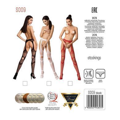 Эротические колготки-бодистокинг Passion S009 red, имитация чулок и пояса