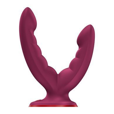 Двойной фаллоимитатор Fun Factory RYDE Wine Red, гибкие стволы, присоска