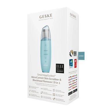 Мікрострумовий скрабер для шкіри та усунення чорних точок GESKE MicroCurrent Skin Scrubber&Blackhead Remover 9в1 turquoise