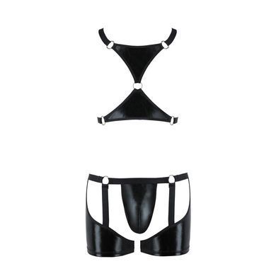Комплект эротического мужского белья Passion 047 SET JOHN S/M Black, трусы, портупея
