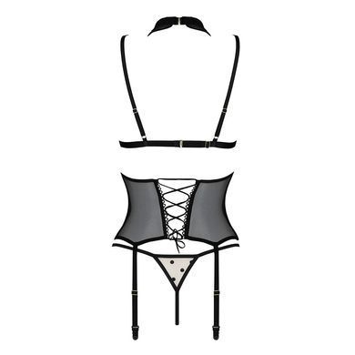 Корсет с открытой грудью Passion DOMINICA CORSET XXL/XXXL beige, пажи для чулок, стринги