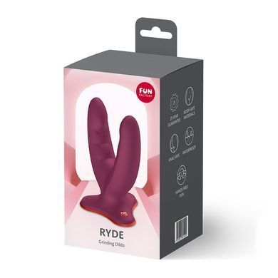 Двойной фаллоимитатор Fun Factory RYDE Wine Red, гибкие стволы, присоска