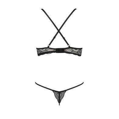Комплект белья Passion Exclusive QUENTRIS BIKINI XXL/XXXL, black, стринги и полуоткрытый лиф