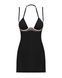 Сорочка Obsessive Selinne chemise & thong XL/2XL Black, стринги, двойные бретели