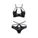 Комплект белья Passion Exclusive NAVEL SET XXL/XXXL, black, трусики и лиф с элементами под латекс