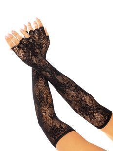 Митенки Leg Avenue Lace Opera Length Fingerless Gloves, черные, ажурные, длина выше локтя