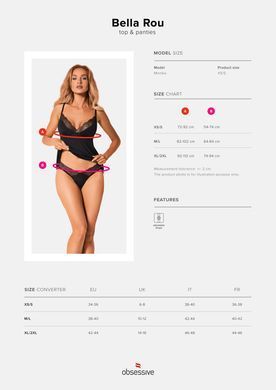 Топ и трусики Obsessive Bella Rou top & panties XS/S, топ, трусики