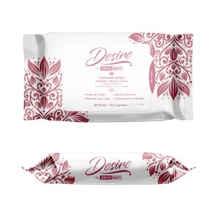 Женские очищающие салфетки для тела и лица Desire by Swiss Navy Feminine Wipes 25 шт